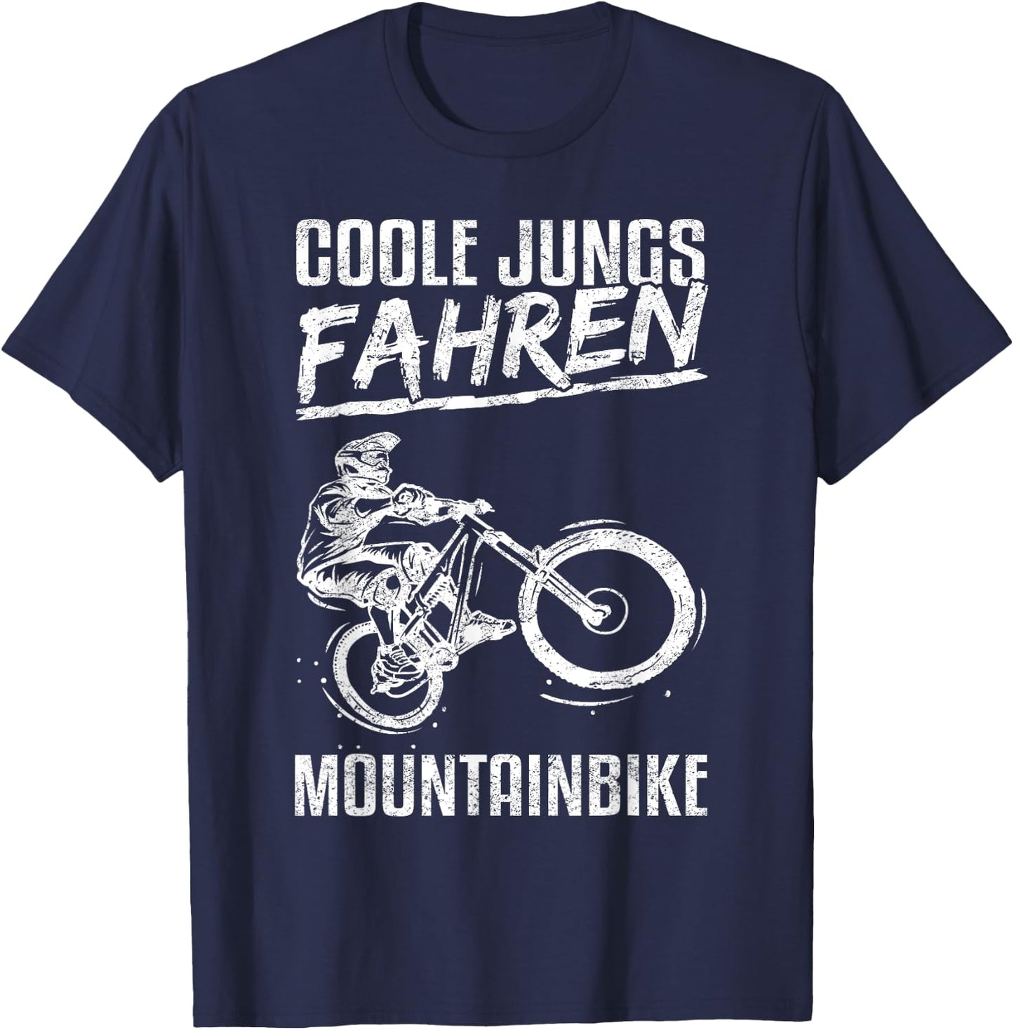 Cool Boys Riding Mountain Bike MTB Bicycle Kids Boys , black T-Shirt - T-Shirt | Navy