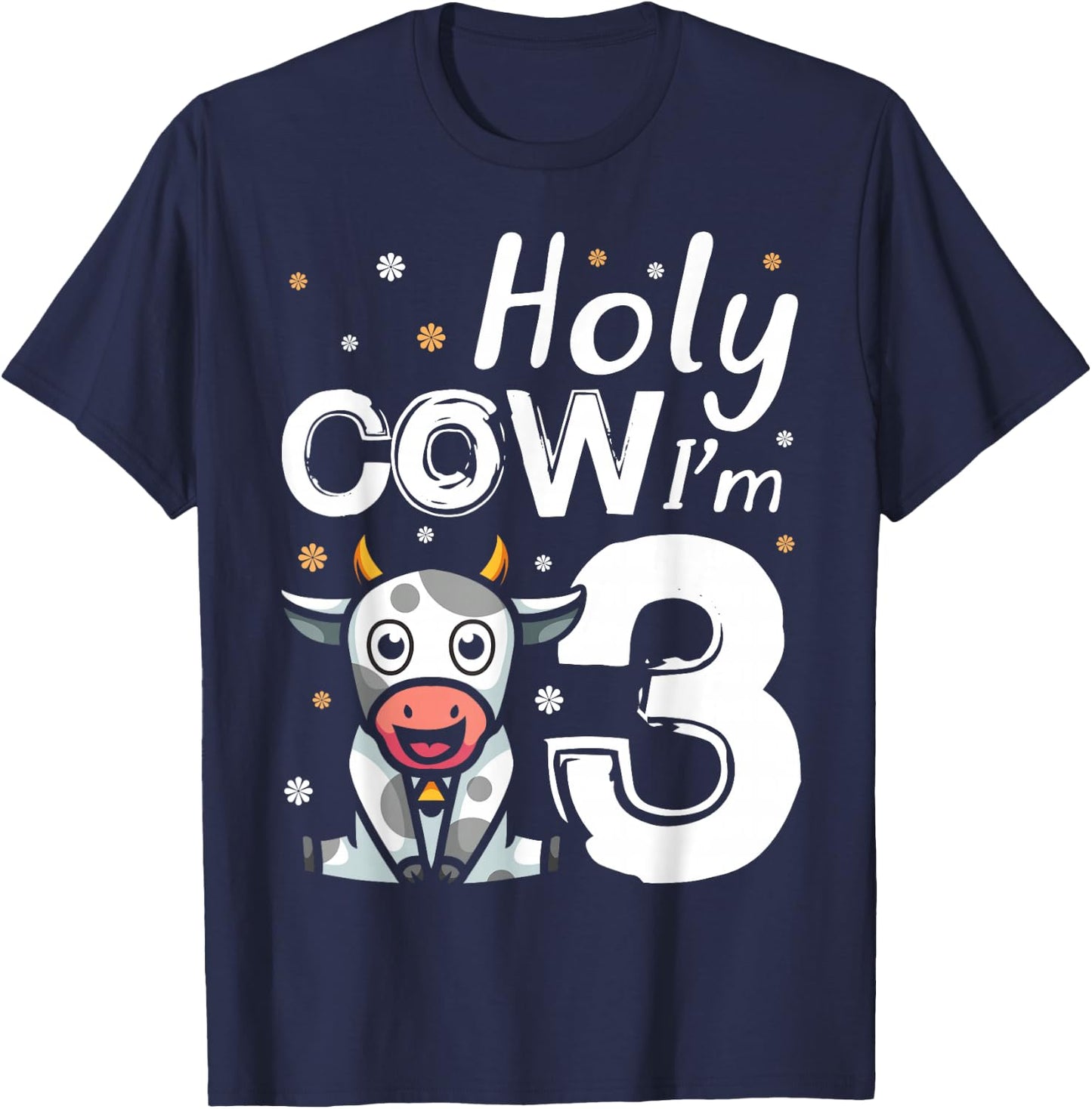 Holy Cow I'm Three 3 Year Old Vintage Farm T-Shirt - T-Shirt | Navy