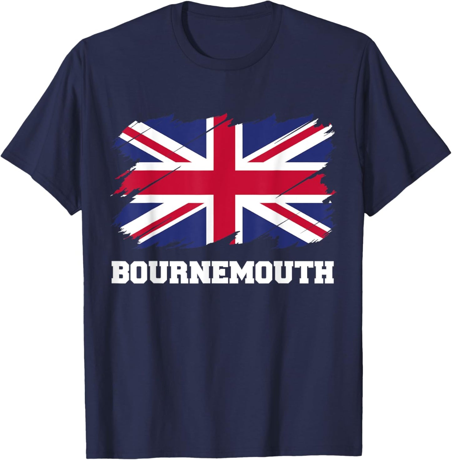 Bournemouth UK Union Flag Bournemouth , Black, S T-Shirt - T-Shirt | Navy