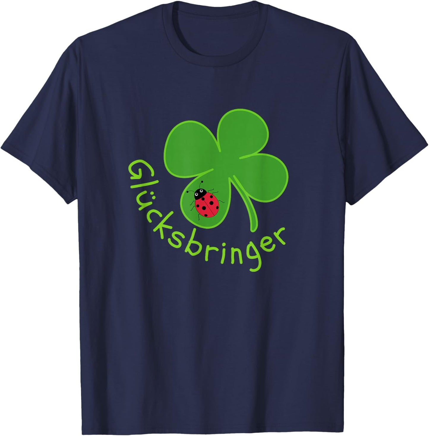Lucky Charm Ladybird Clover Leaf for Friends Good Luck, black T-Shirt - T-Shirt | Navy