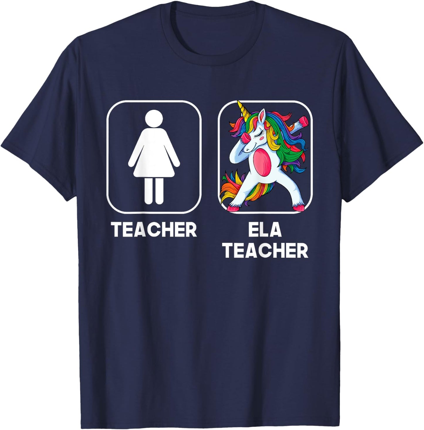 ELA Teacher Funny Gift Dabbing Unicorn Teacher Women T-Shirt - T-Shirt | Navy