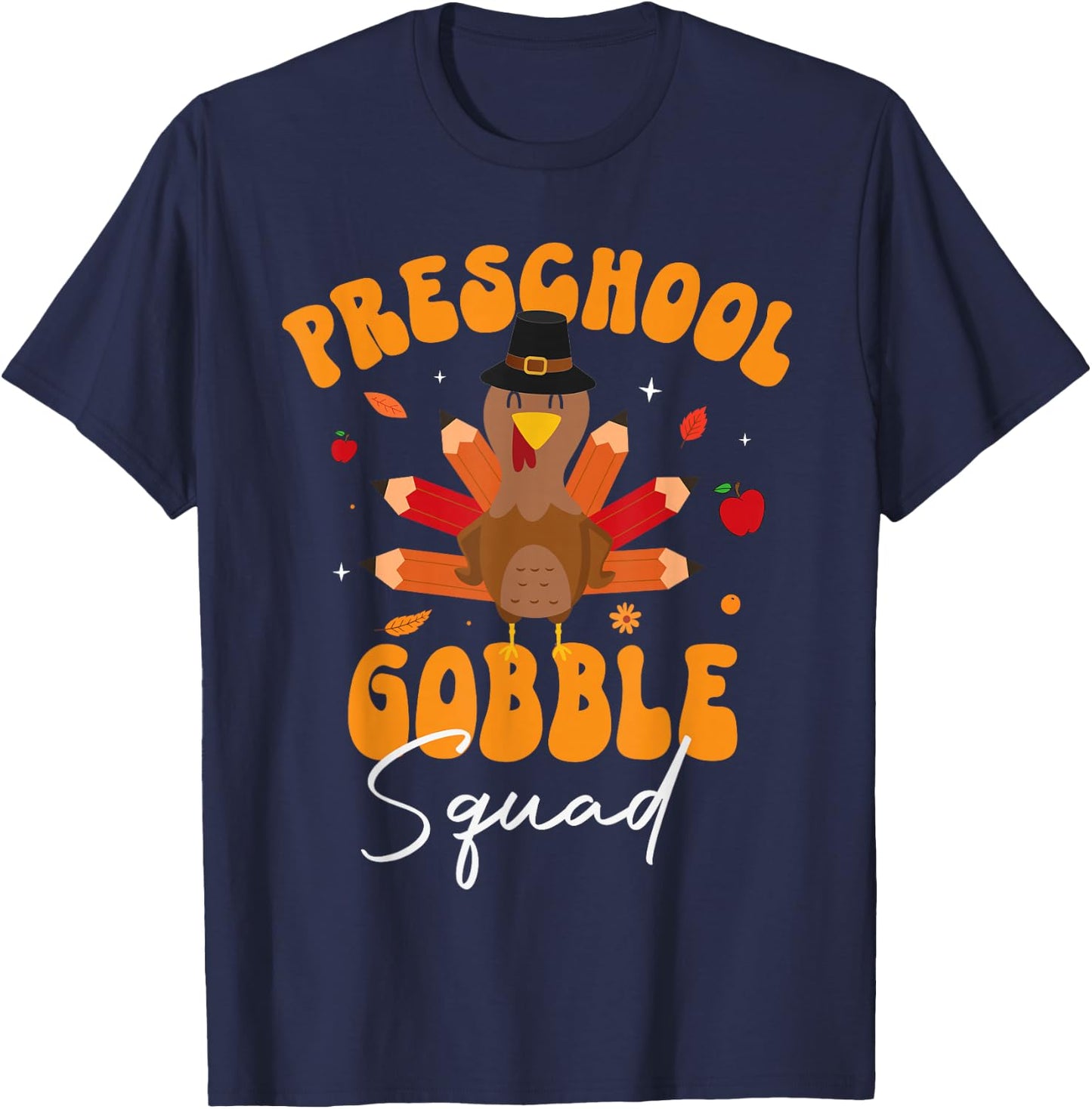 Preschool Gobble Squad Funny Thanksgiving Turkey Pre-k T-Shirt - T-Shirt | Navy