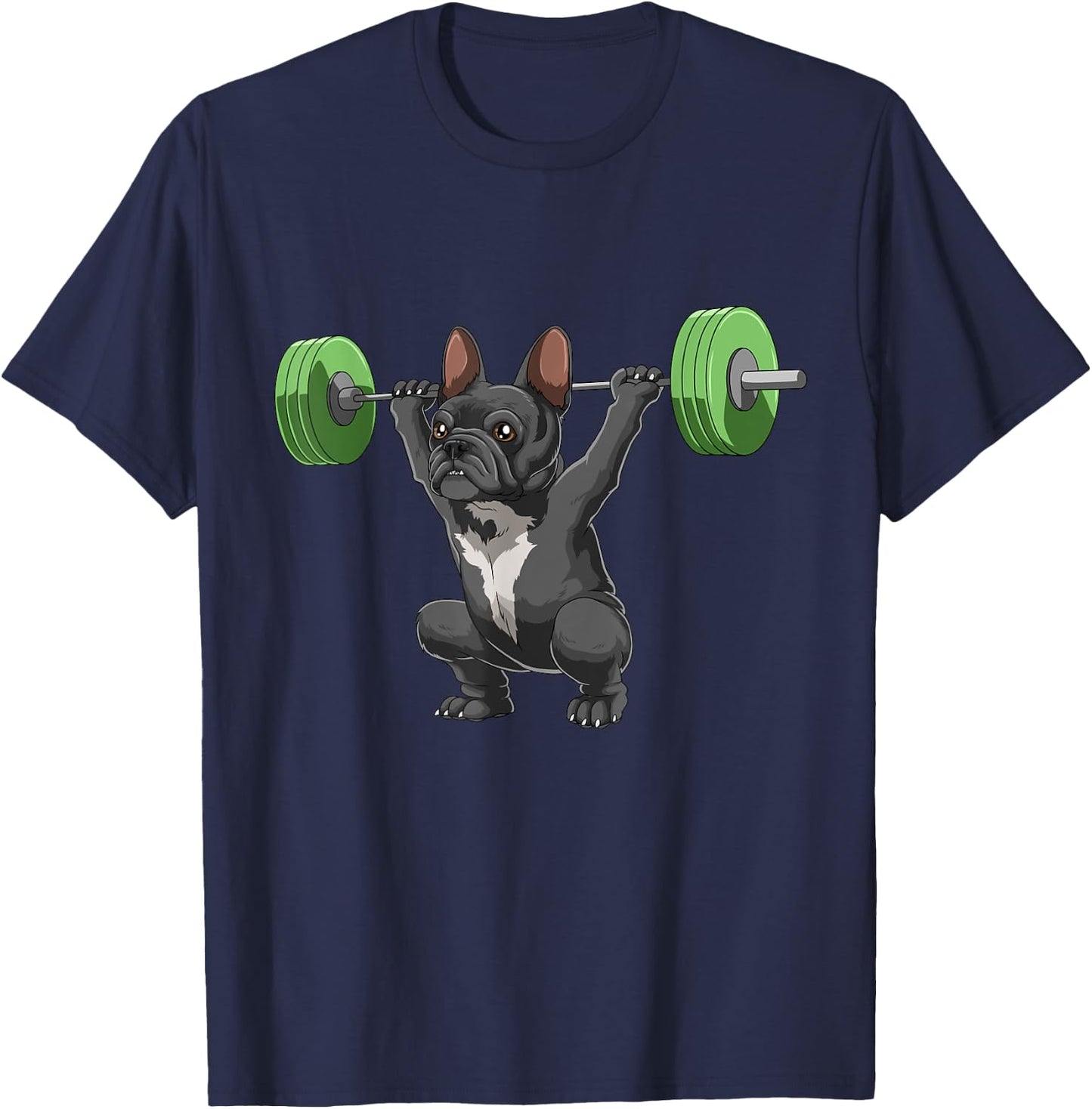 Funny French Bulldog Weightlifting and Bodybuilding Women Girls Kids T-Shirt - T-Shirt | Navy