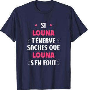 Name Si Louna t'éénerve Humour Name Louna , Black, Female X-Small T-Shirt - T-Shirt | Navy