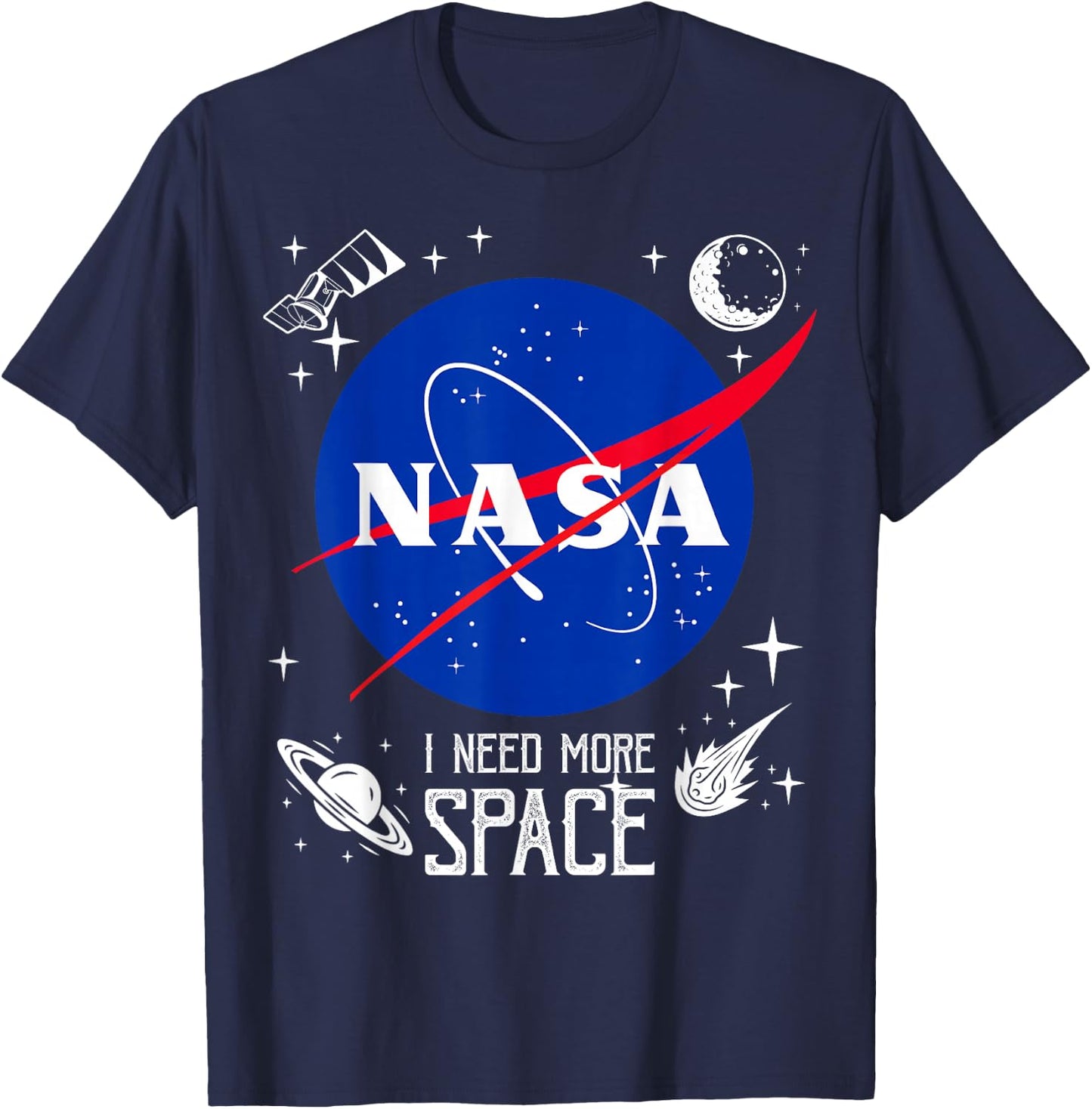 NASA Meatball Logo Classic I Need More Space , black, s T-Shirt - T-Shirt | Navy