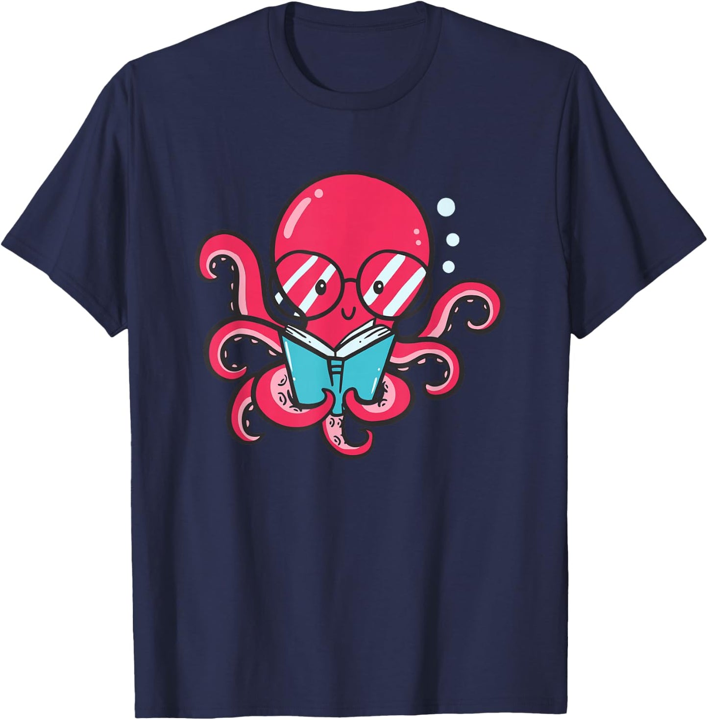 Librarian Book Sea Ocean Giant Squid Funny Reading Octopus T-Shirt - T-Shirt | Navy