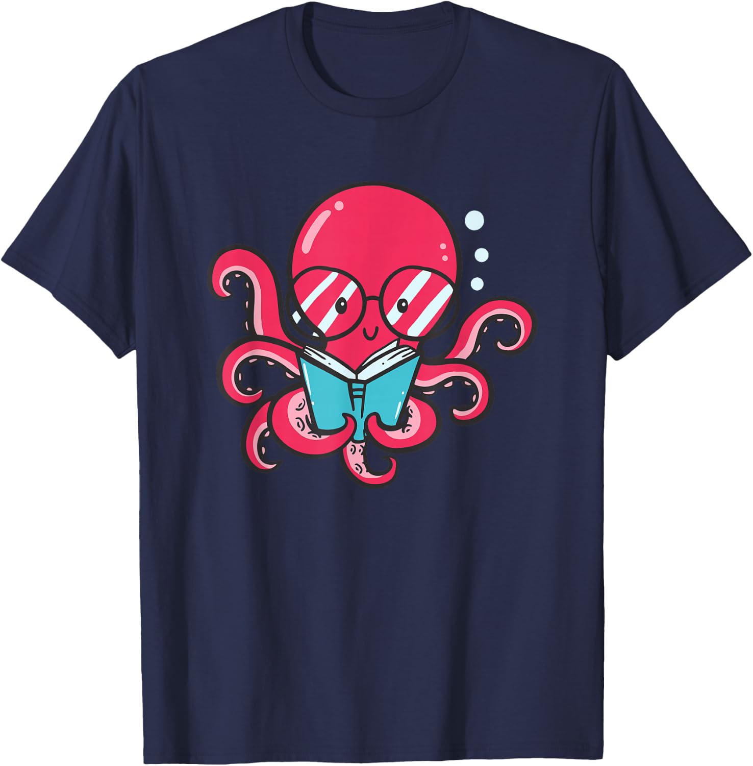 Librarian Book Sea Ocean Giant Squid Funny Reading Octopus T-Shirt - T-Shirt | Navy