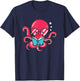 Librarian Book Sea Ocean Giant Squid Funny Reading Octopus T-Shirt - T-Shirt | Navy