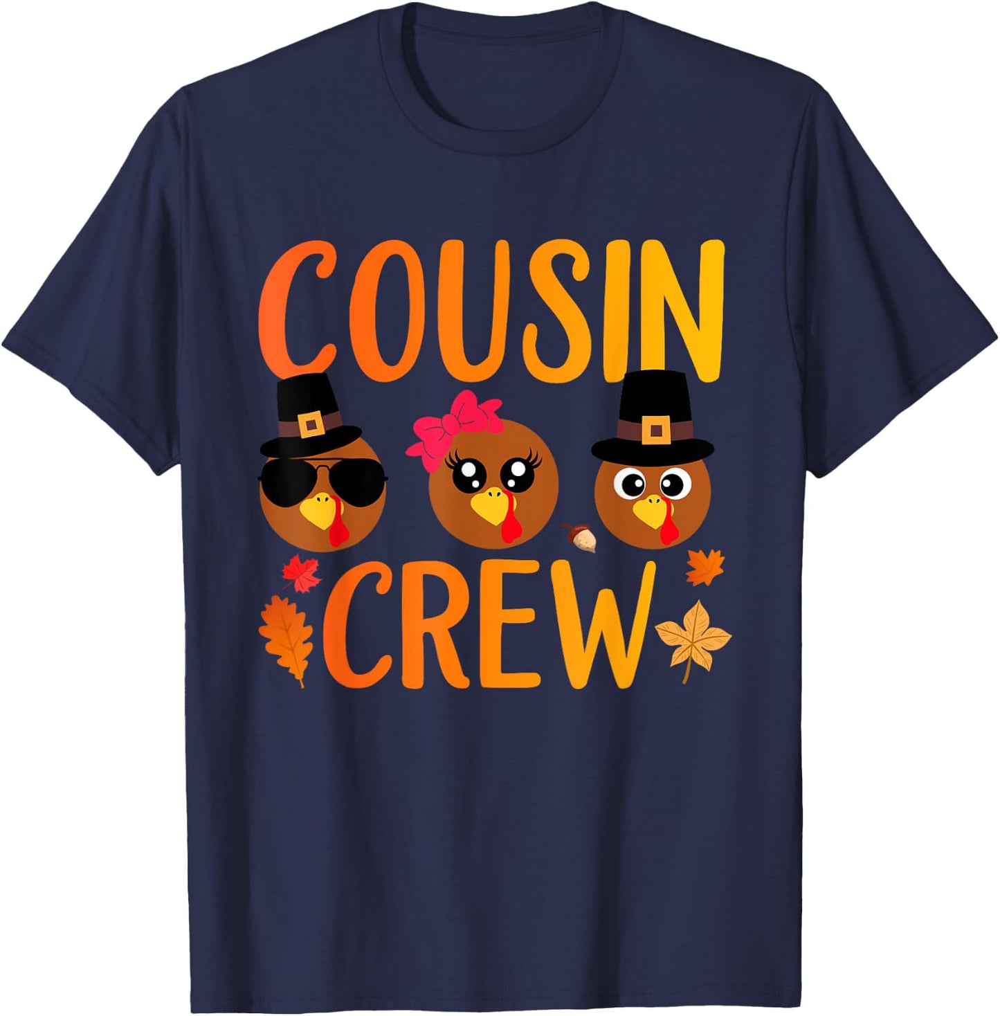 Cousin Crew Thanksgiving Kids Family Matching Turkey Day T-Shirt - T-Shirt | Navy