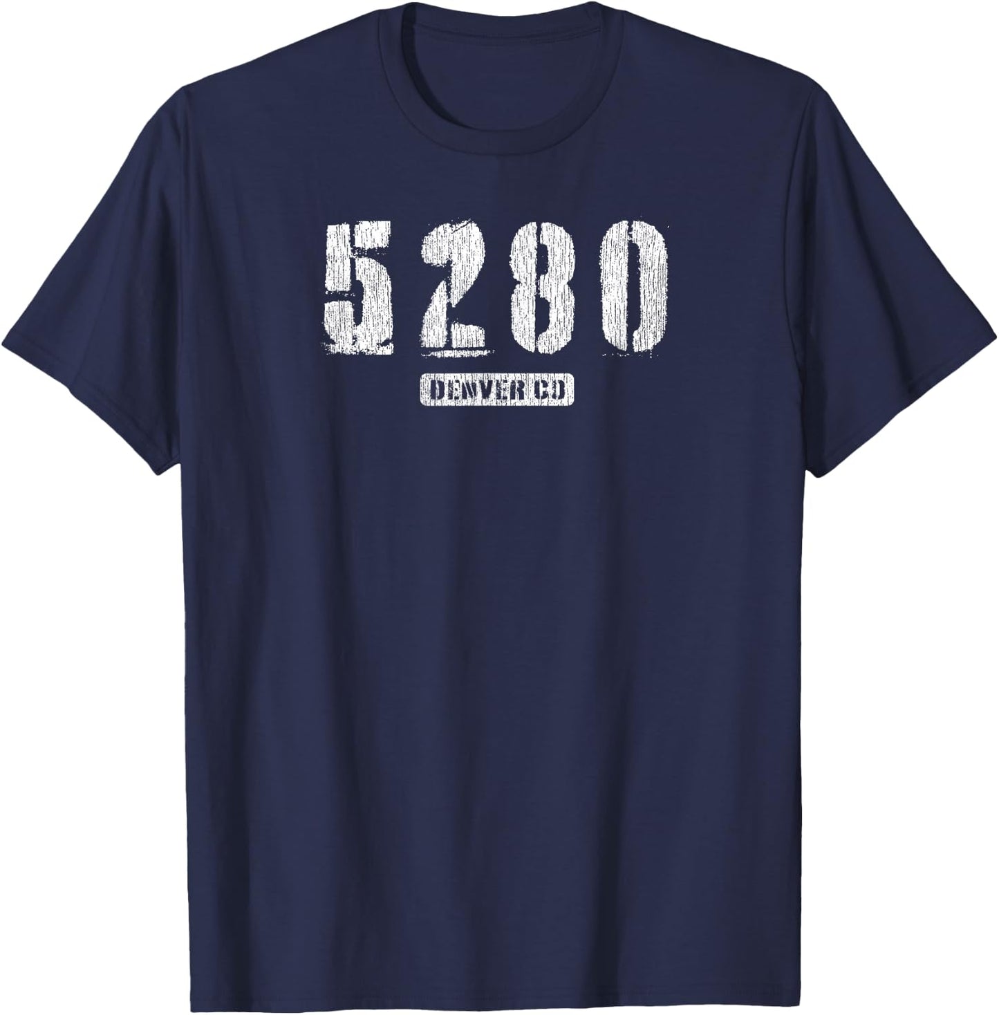 5280 Denver CO Edgy Rough Stencil Design With Details T-Shirt - T-Shirt | Navy