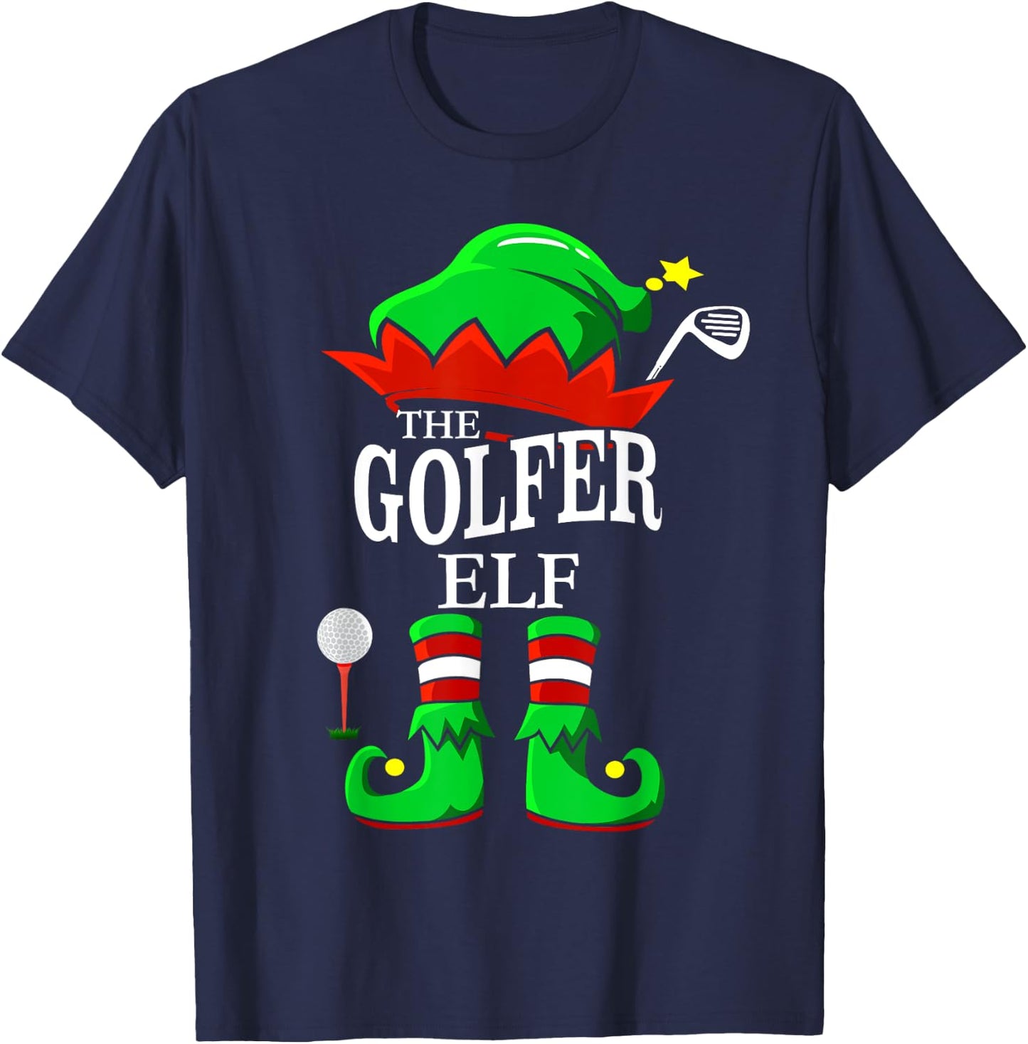 The Golfer Elf Matching Group Family Christmas Gift Funny T-Shirt - T-Shirt | Navy
