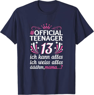 13th Birthday Girl Official 13 Years Official Teenager T-Shirt - T-Shirt | Navy