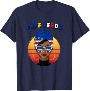 Cape Verde, flag of Cape Verde, Cape Verdean girl, Cape Verdean , Black, Female X-Small T-Shirt - T-Shirt | Navy
