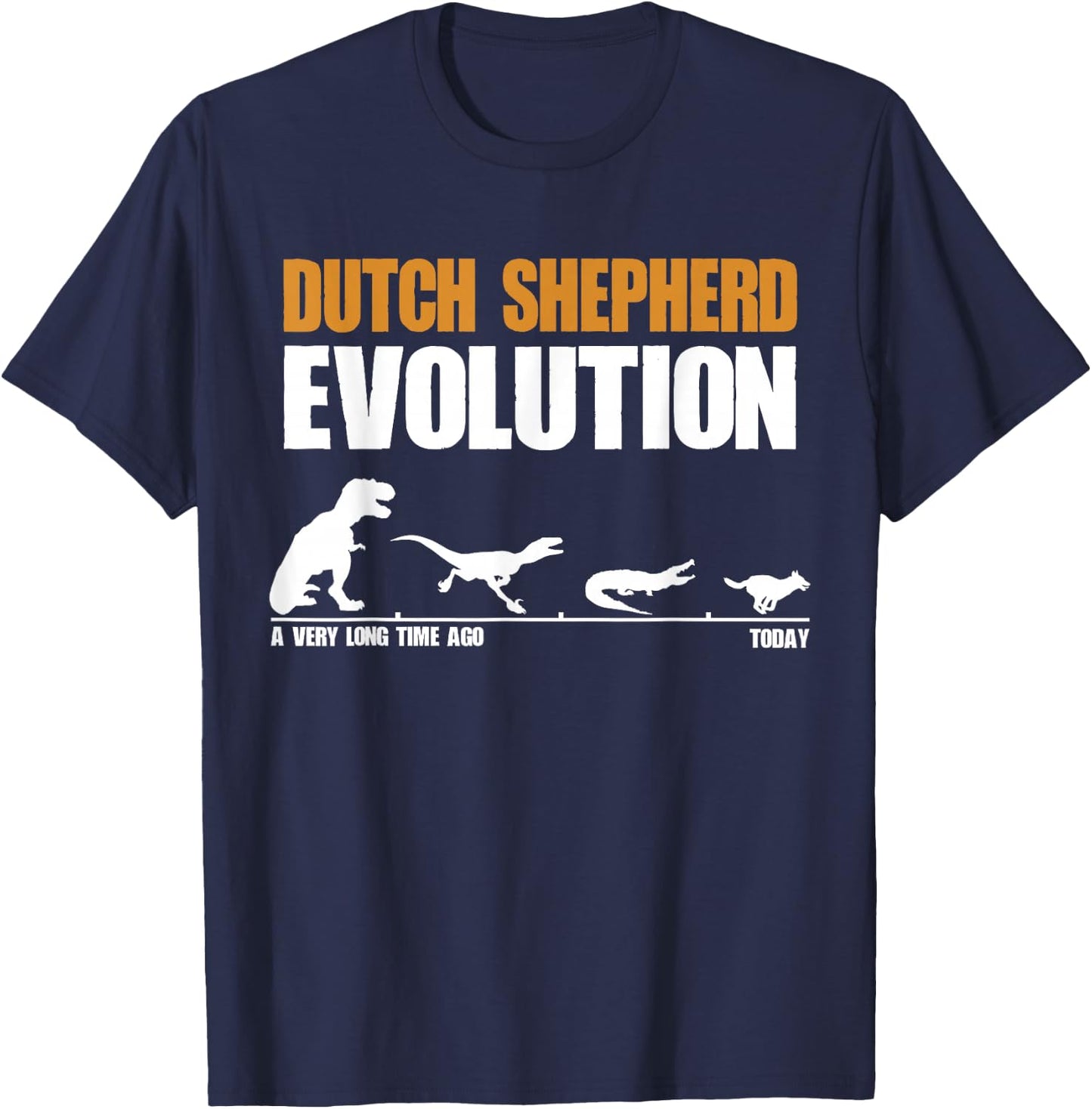 Dutch Shepherd Evolution Funny Dinosaur Dutchie K9 Dog T-Shirt - T-Shirt | Navy