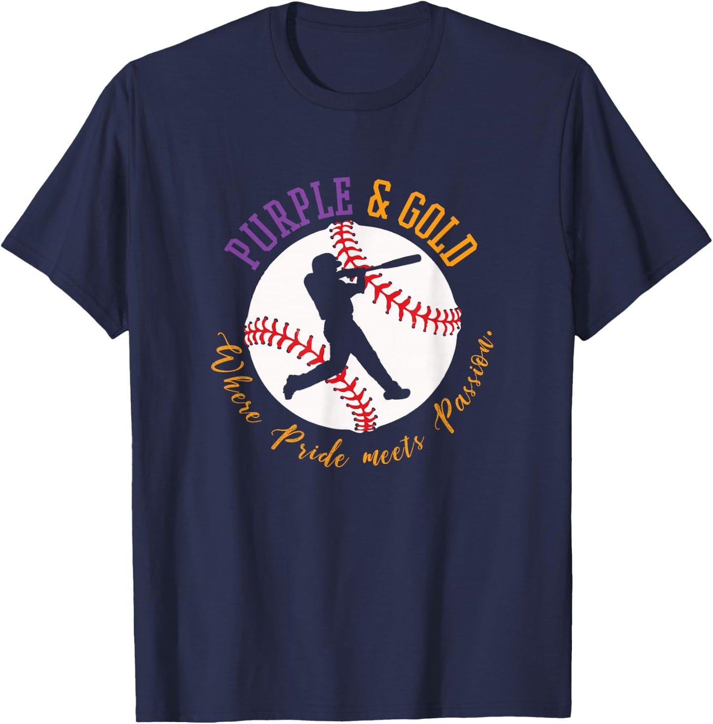 Baseball 'Purple & Gold' Team Color T-Shirt - T-Shirt | Navy