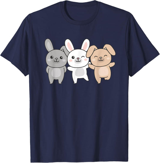 Rabbit Cute Animals for Children Manga Rabbits T-Shirt - T-Shirt | Navy