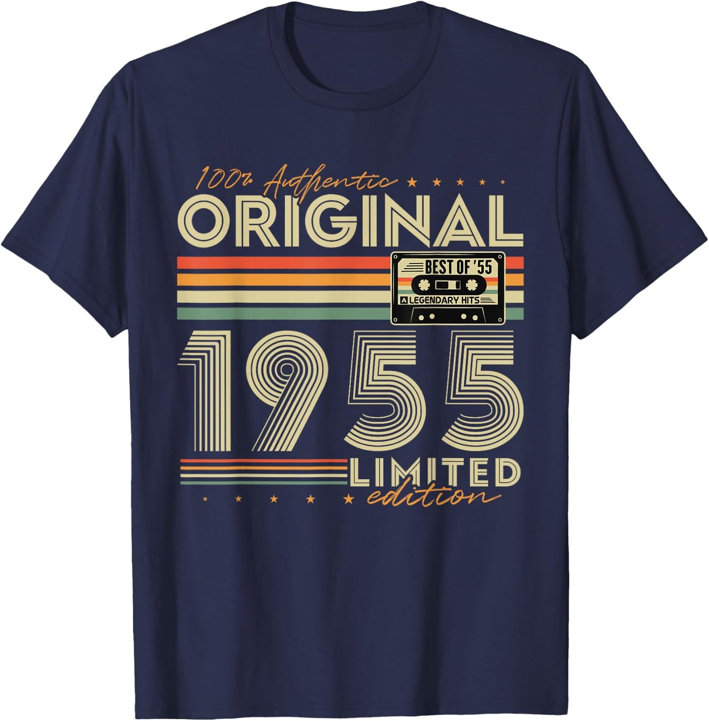 Original 1955 Vintage Gift 70th Birthday Man Woman , Black, S T-Shirt - T-Shirt | Navy