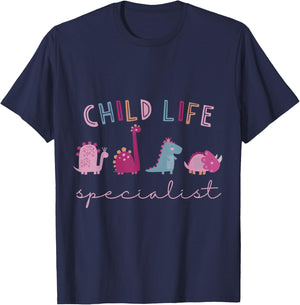 Child Life Specialist Cute Dinosaur Child Life Specialist CL T-Shirt - T-Shirt | Navy