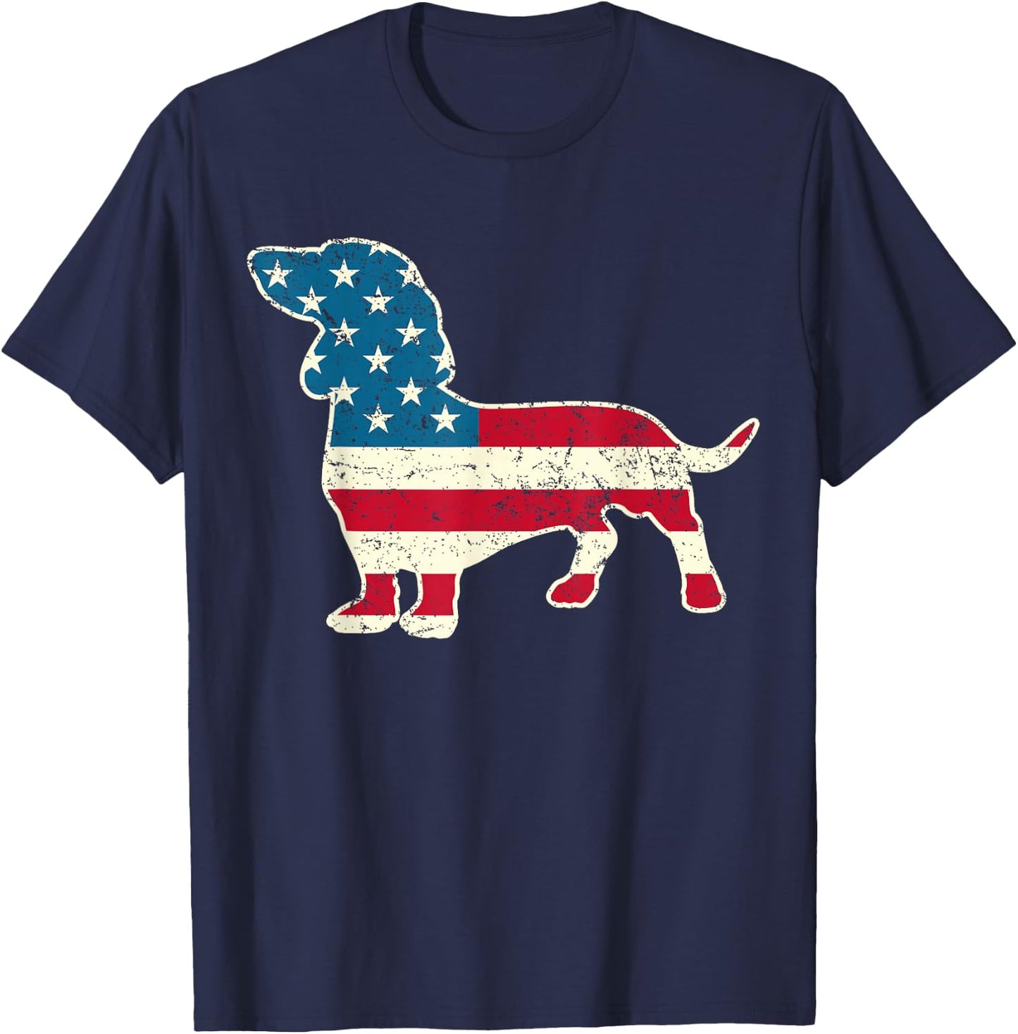 Dachshund 4th of July American Flag Dog Lovers Men Women USA T-Shirt - T-Shirt | Navy