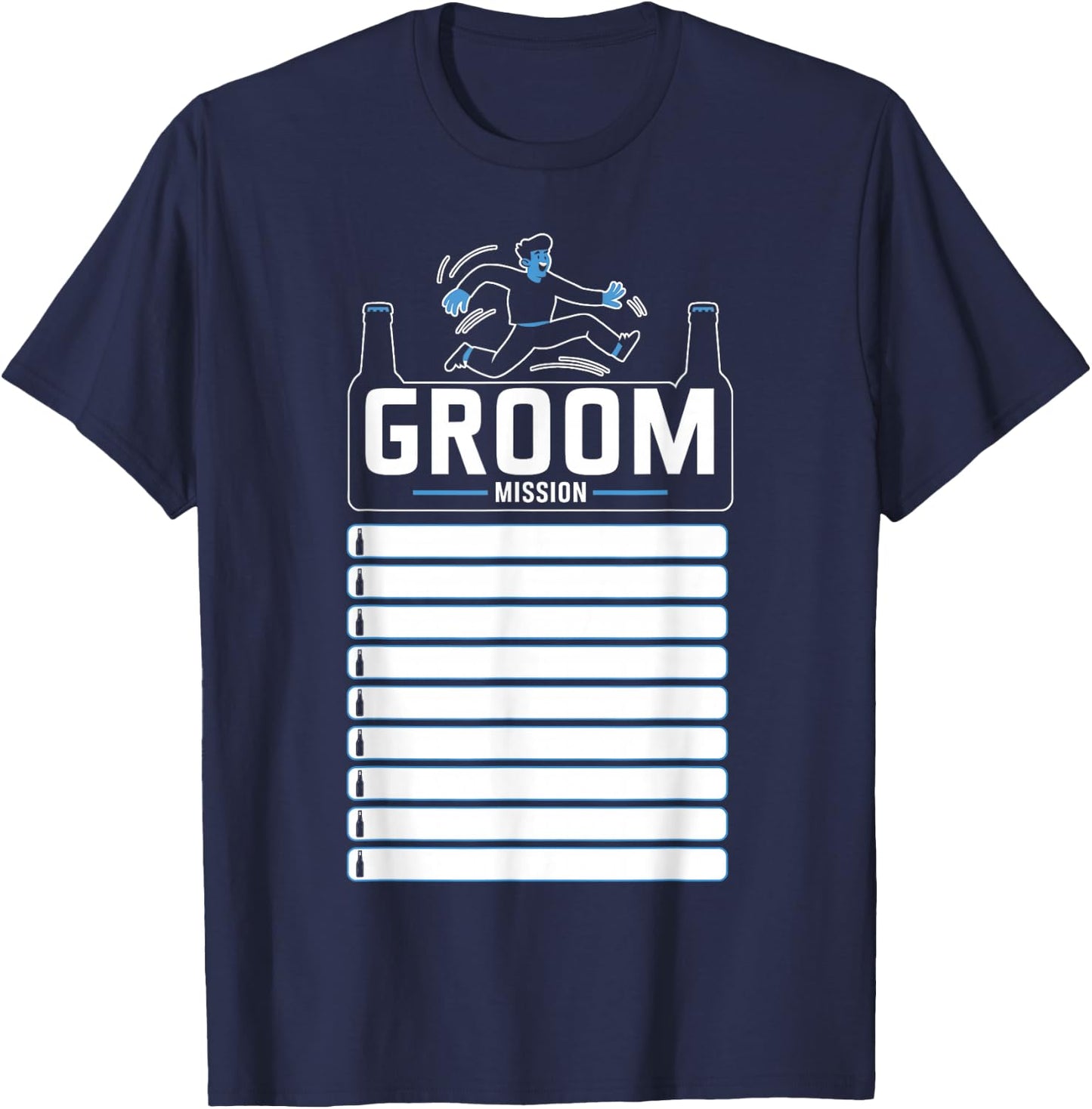 Bachelor Party Checklist Groom Mission Funny T-Shirt - T-Shirt | Navy