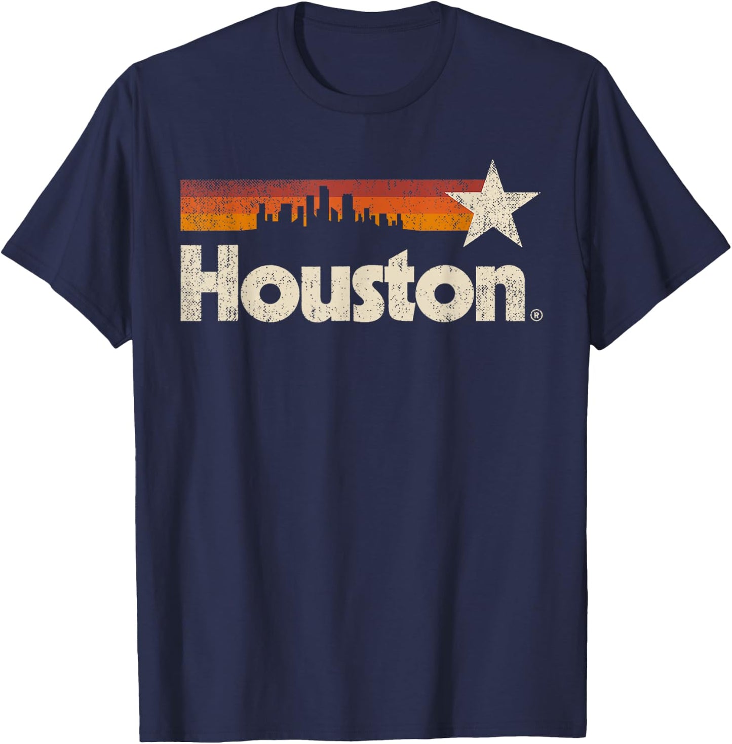 Vintage Houston City - Texas Houston Strong Stripes T-Shirt - T-Shirt | Navy