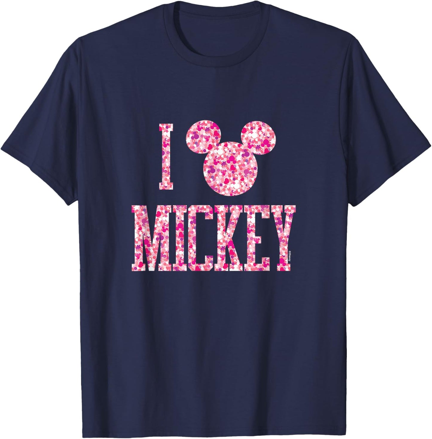 Mickey Mouse - I Love Mickey Sparkle Pattern T-Shirt - T-Shirt | Navy