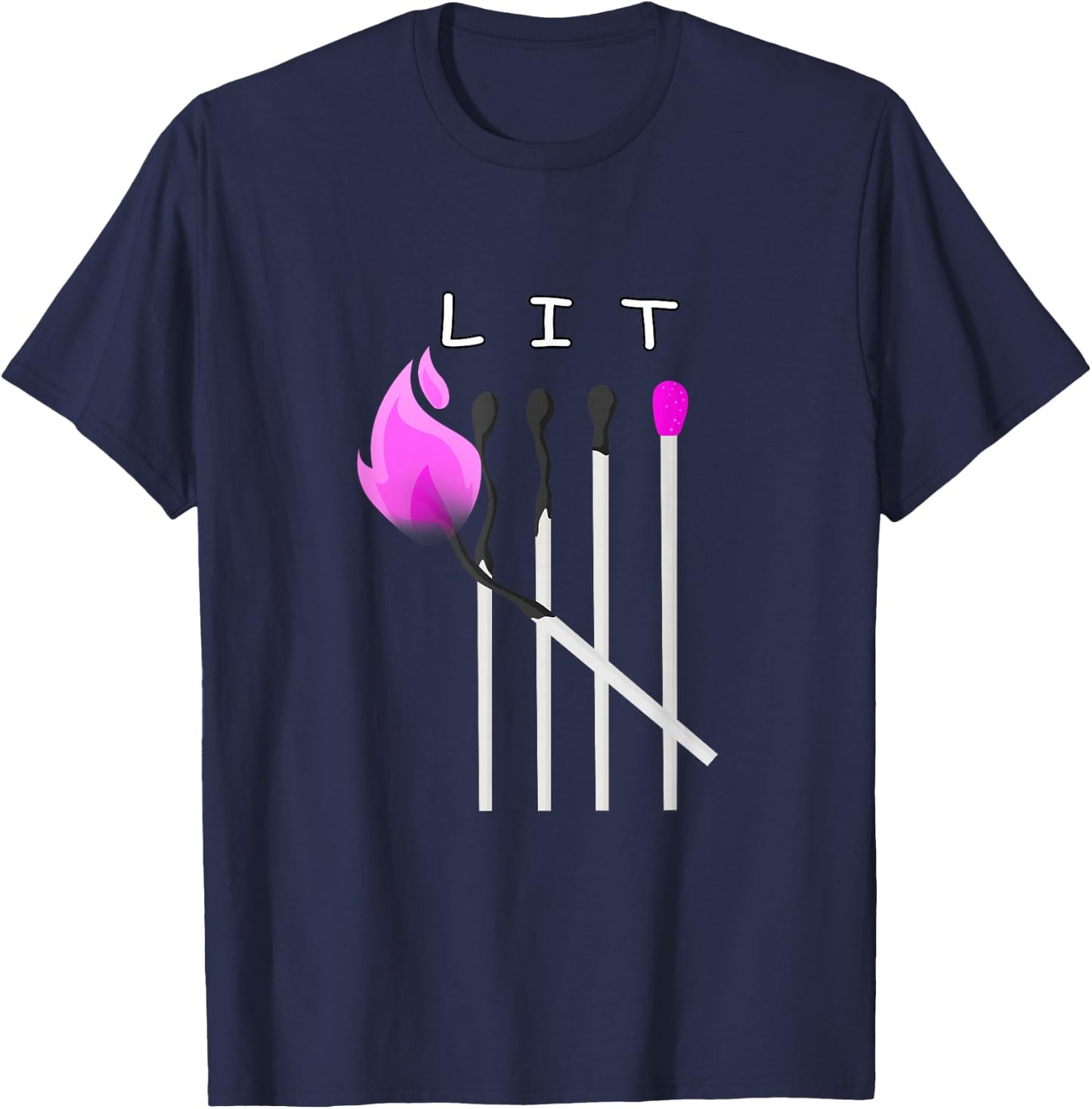 Pink You Know It's LIT Pink Graphic T-Shirt - T-Shirt | Navy