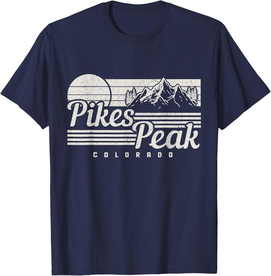 Pikes Peak Colorado Rocky Mountain Souvenir Vintage T-Shirt - T-Shirt | Navy