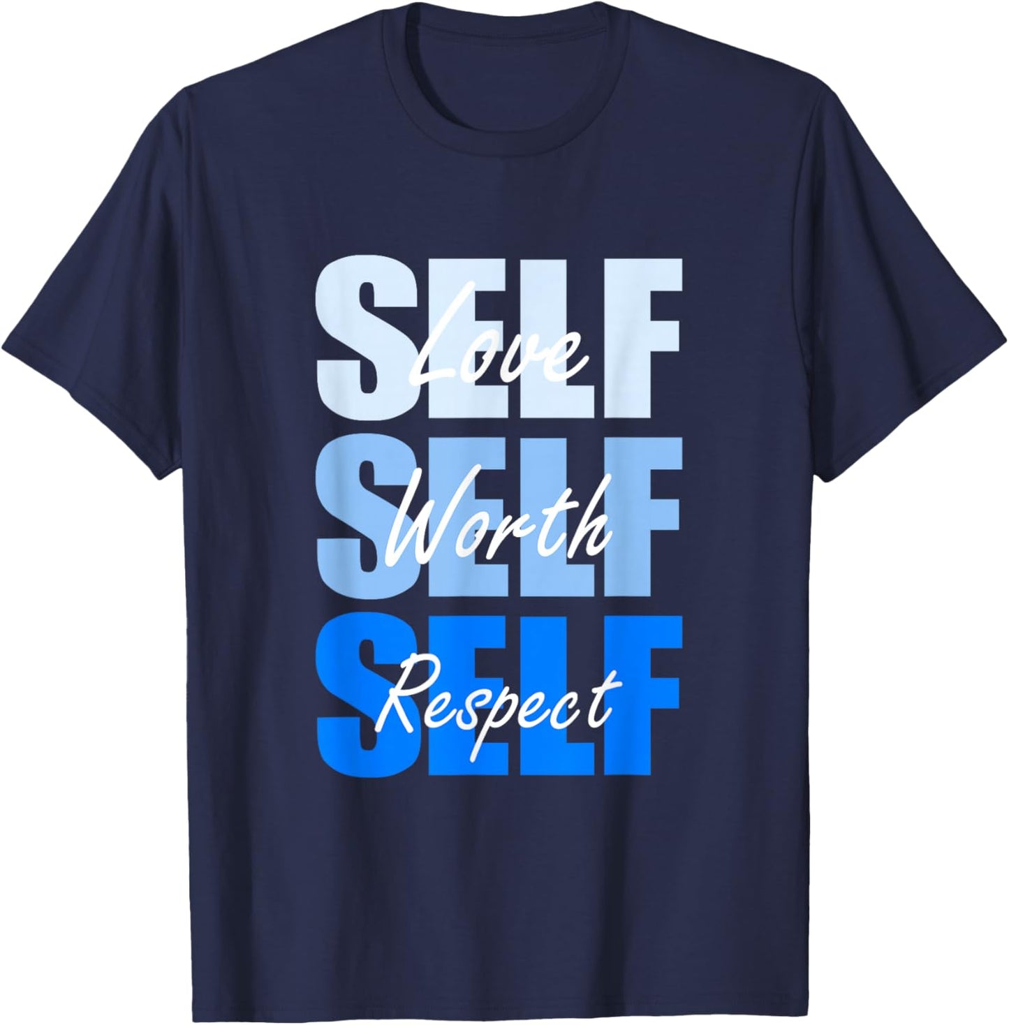 Blue Self-ish X 3 Blue Color Graphic Blue Vibes Only T-Shirt - T-Shirt | Navy
