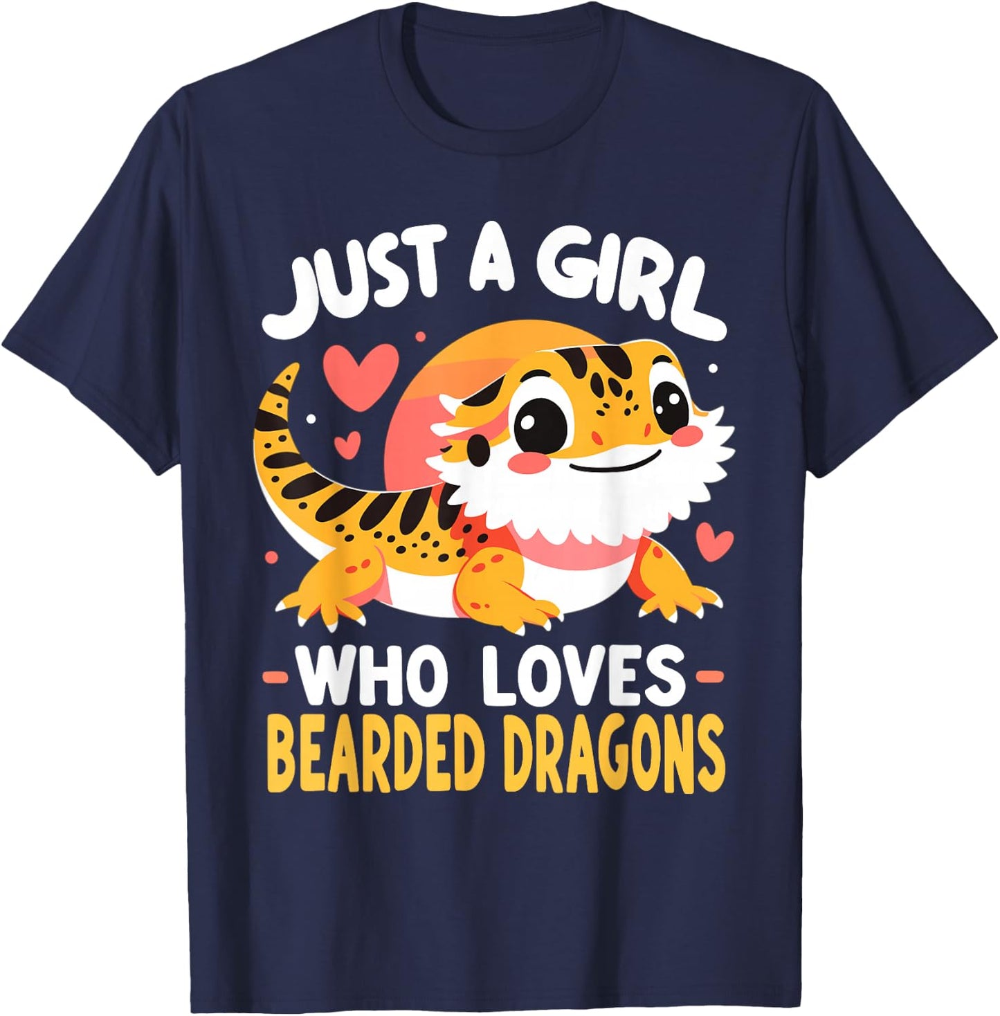 Cute Bearded Dragon Girl T-Shirt - T-Shirt | Navy