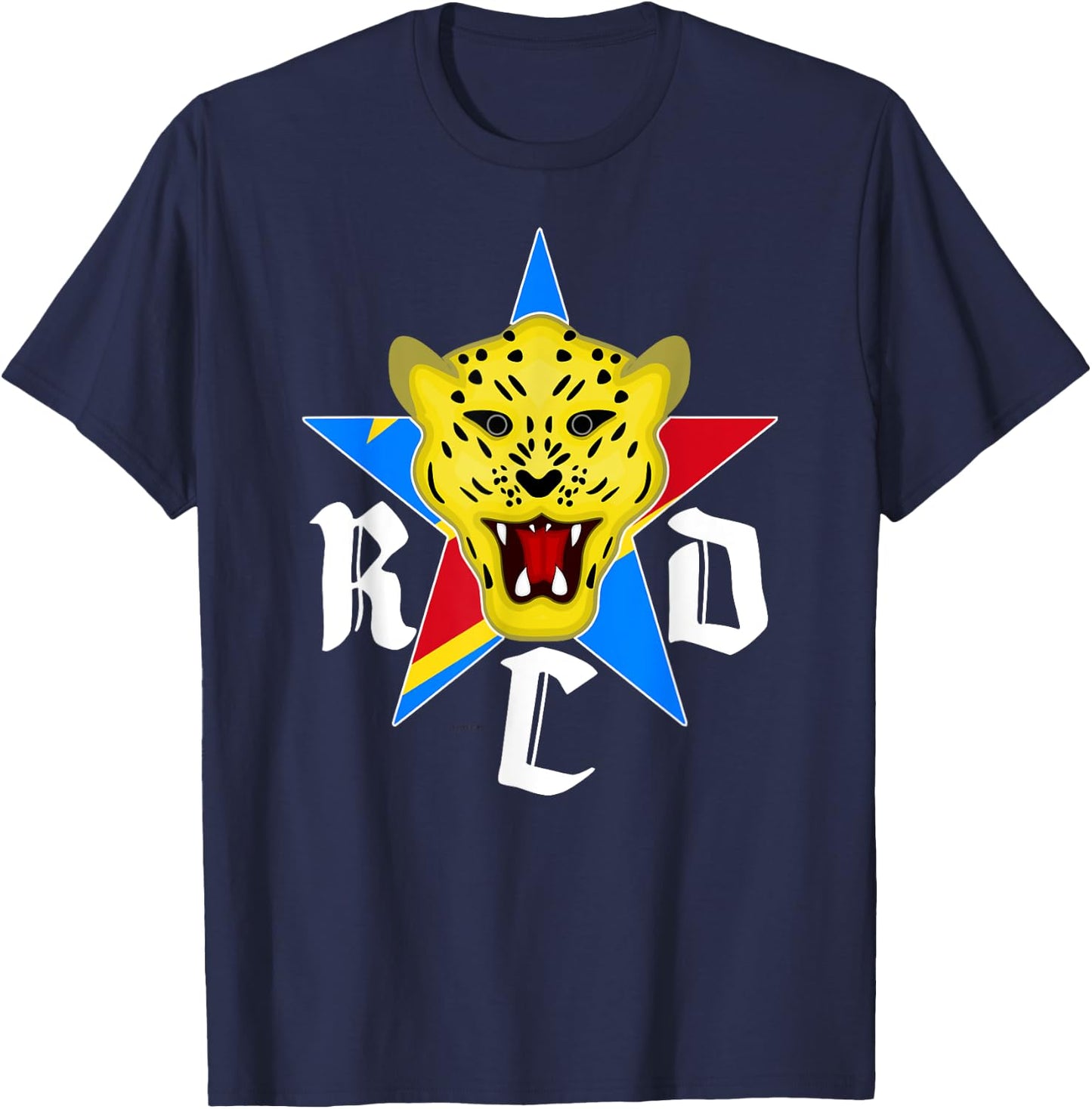 Love DRC RDC Congo With Congo Flag Leopard Head Emblem T-Shirt - T-Shirt | Navy