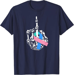 Fuck Thyroid Cancer Middle Finger Thyroid Cancer Awareness T-Shirt - T-Shirt | Navy