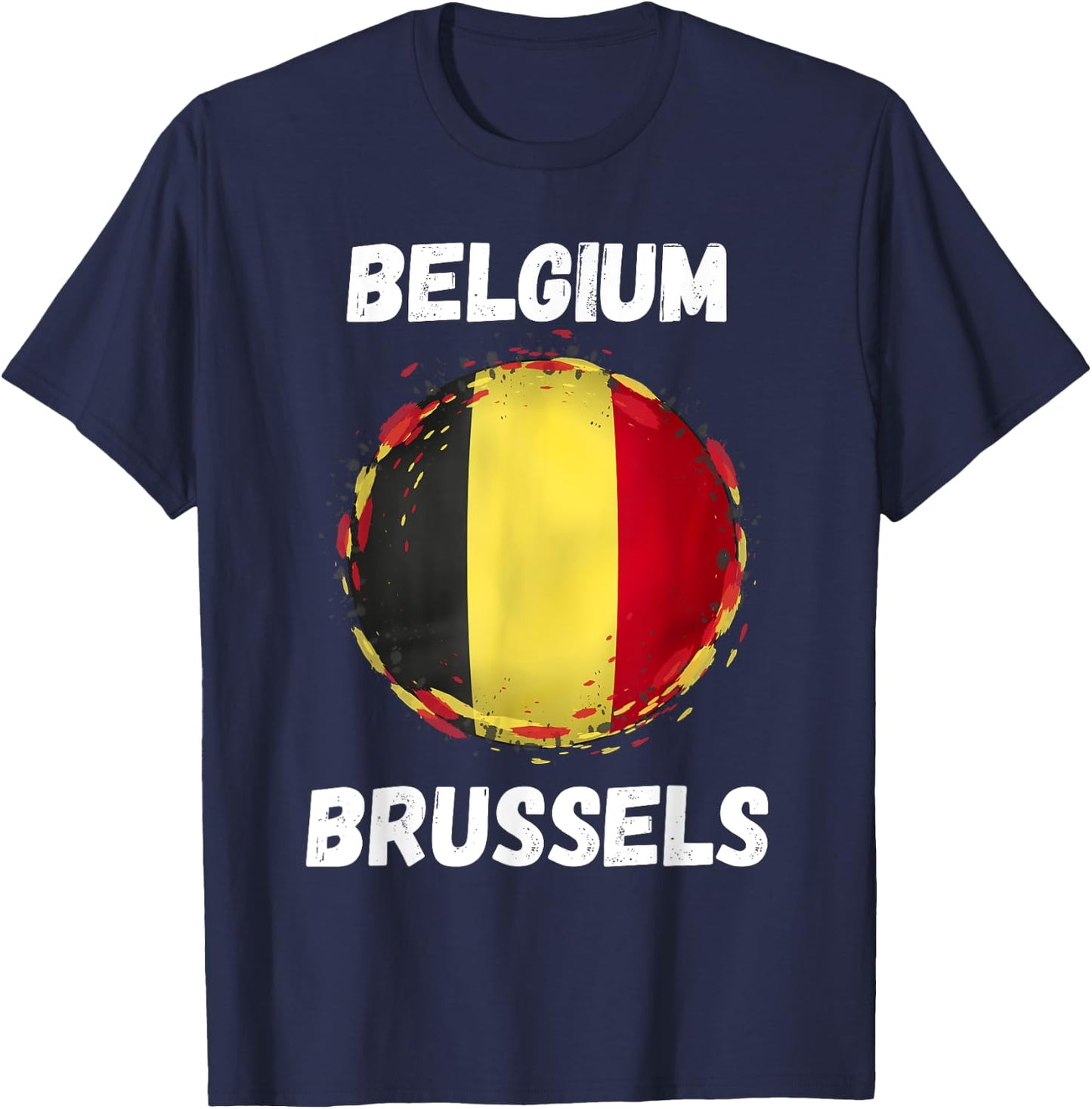 Brussels Belgium Retro Vintage Belgian Flag Souvenirs T-Shirt - T-Shirt | Navy