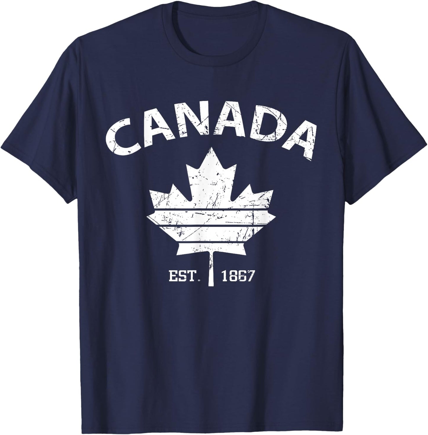 Canada Est 1867 Maple Leaf Flag Patriotic Canadian Men Women T-Shirt - T-Shirt | Navy