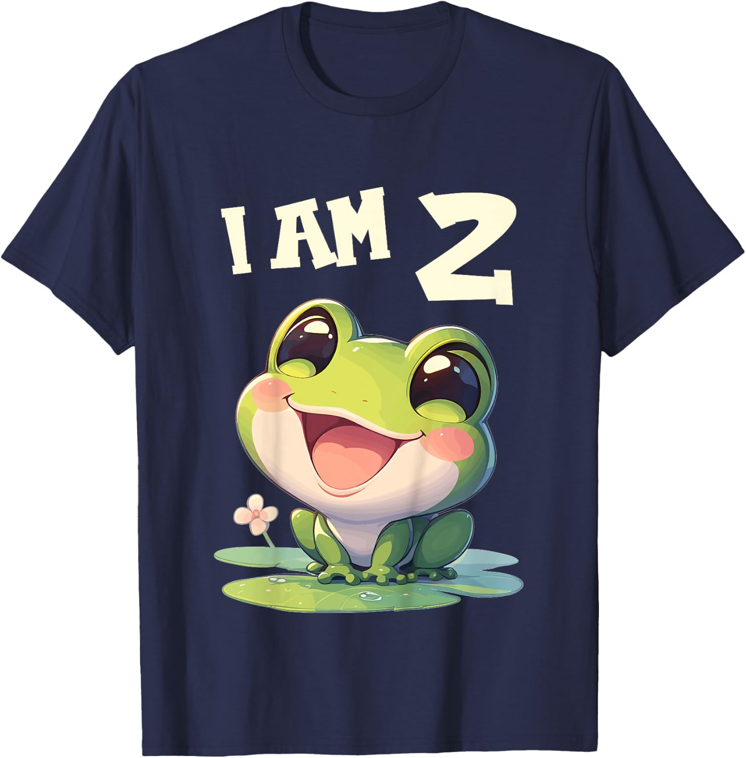 Kids 2 Years old 2 birthday Frogs Boy Girl Frog T-Shirt - T-Shirt | Navy