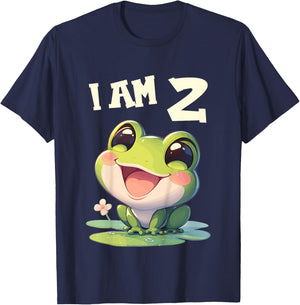Kids 2 Years old 2 birthday Frogs Boy Girl Frog T-Shirt - T-Shirt | Navy