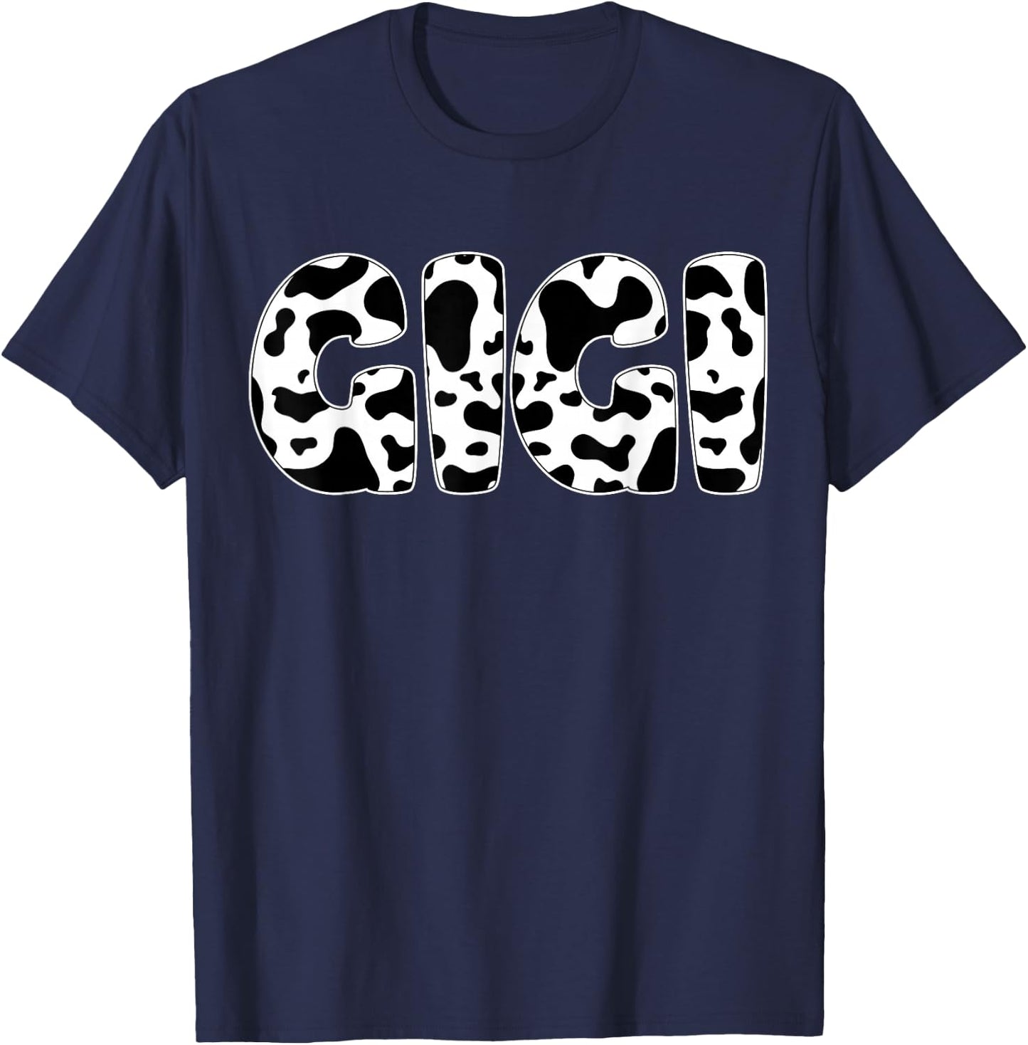 Gigi Cow Print Cow Pattern T-Shirt - T-Shirt | Navy