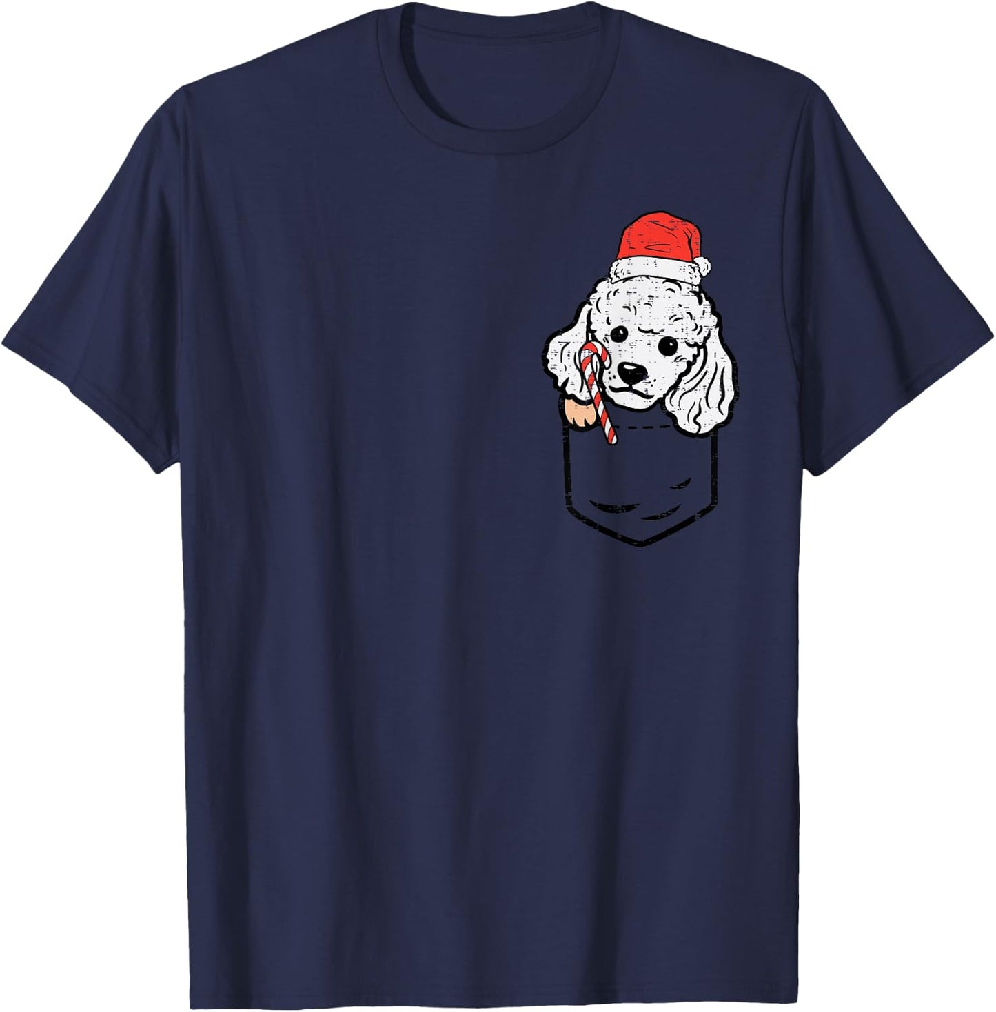 Pocket Poodle Santa Dog Christmas Xmas Men Women T-Shirt - T-Shirt | Navy
