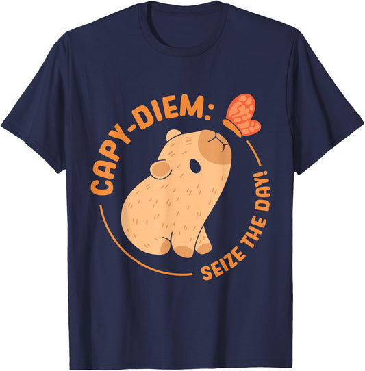 Capy Diem: Take advantage of the day Capybara's water pig Capybara T-Shirt - T-Shirt | Navy