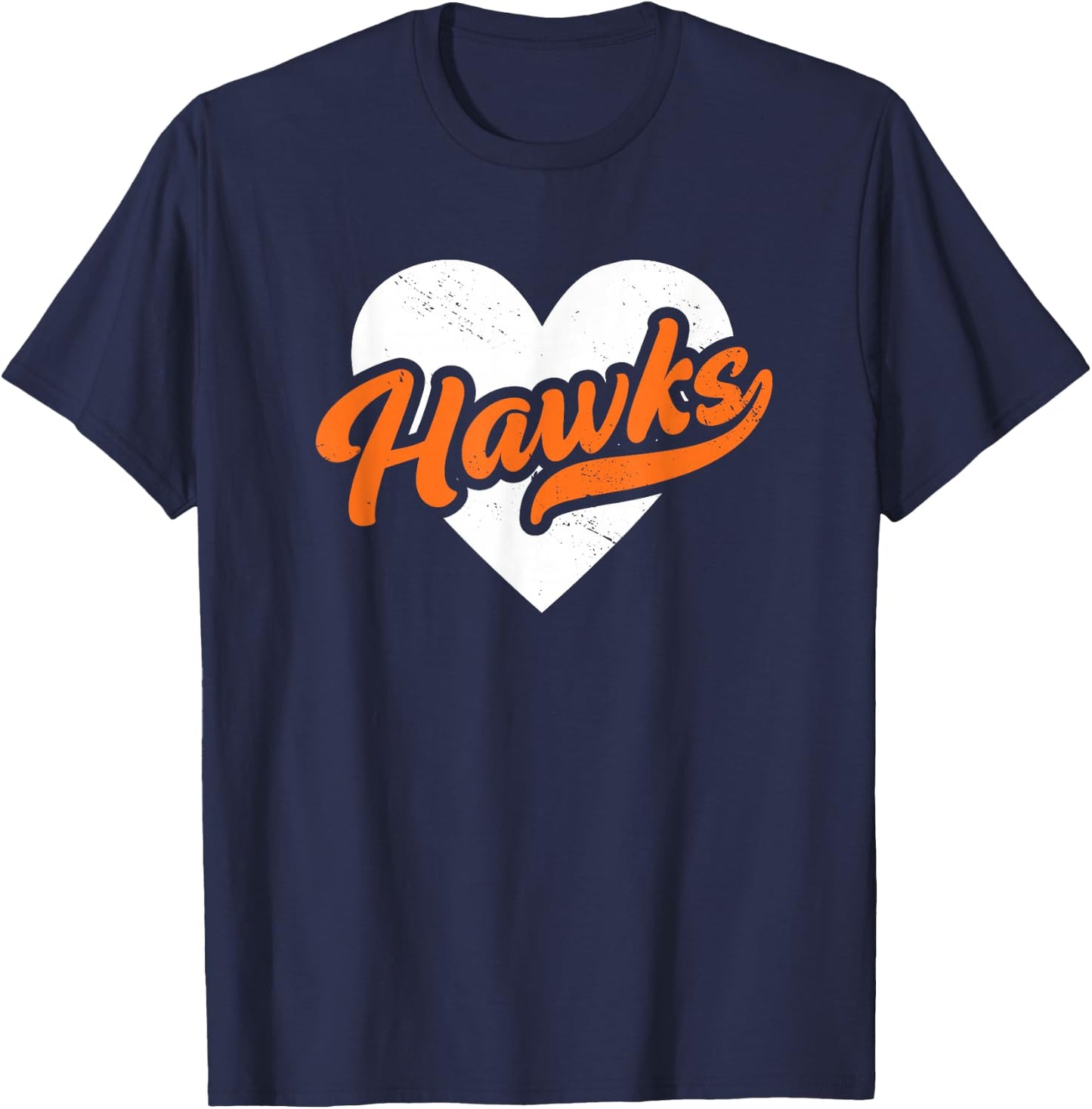 Vintage Hawks High School Go Hawks Pride Heart T-Shirt - T-Shirt | Navy