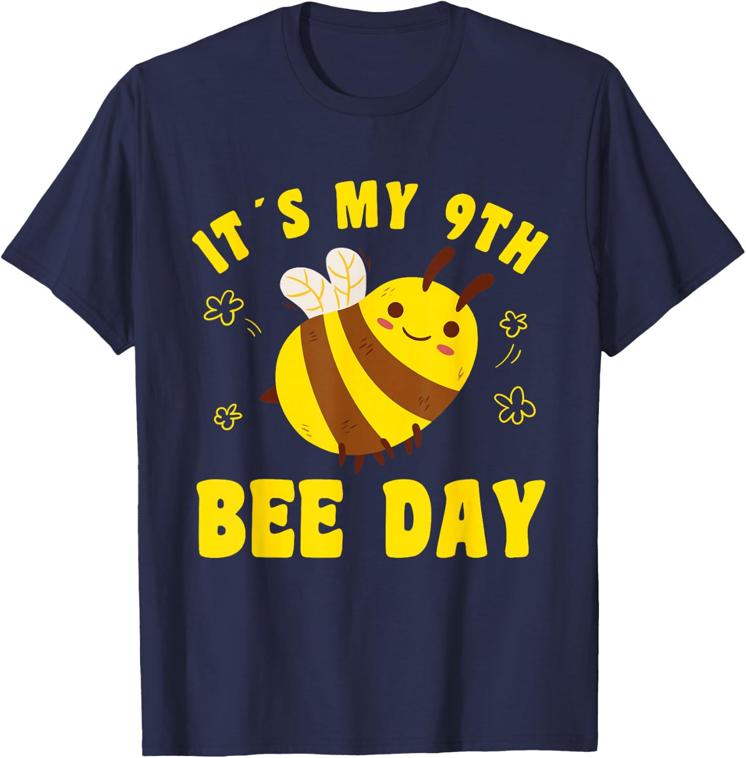 9 Year Old Happy 9th Birthday Bee Day Bee 9th Birthday T-Shirt - T-Shirt | Navy