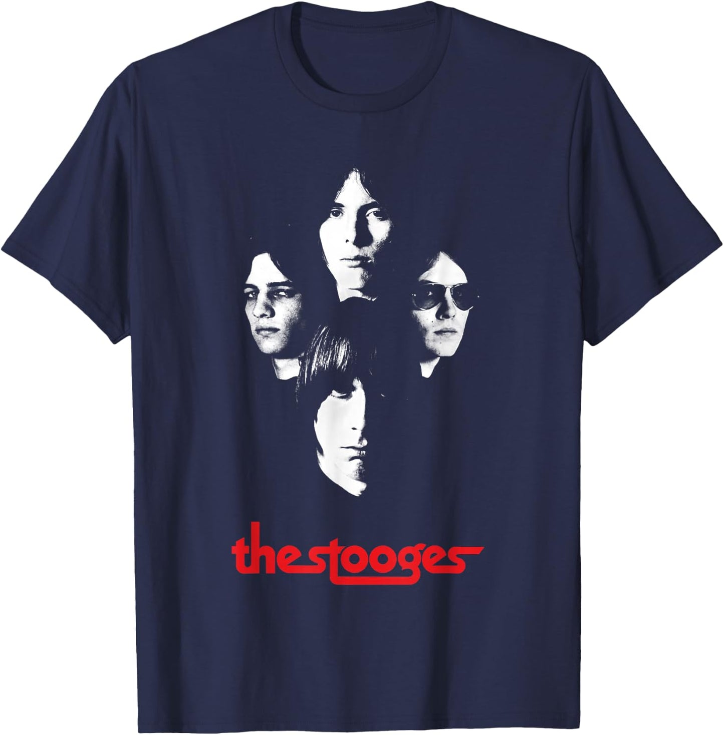 Iggy and The Stooges 4 Faces Officially Licensed T-Shirt - T-Shirt | Navy