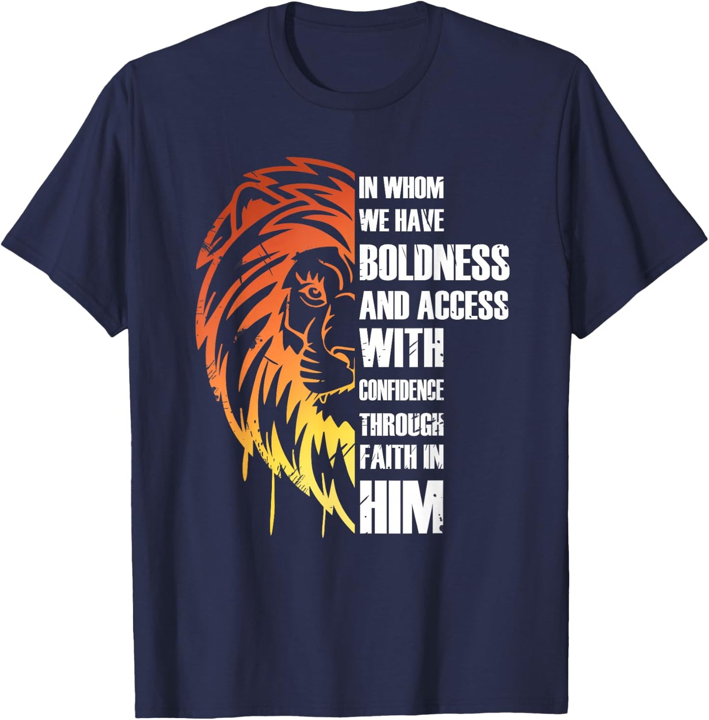 Daniel Lion's Den Lion Bible Story Courage Boldness Faith T-Shirt - T-Shirt | Navy