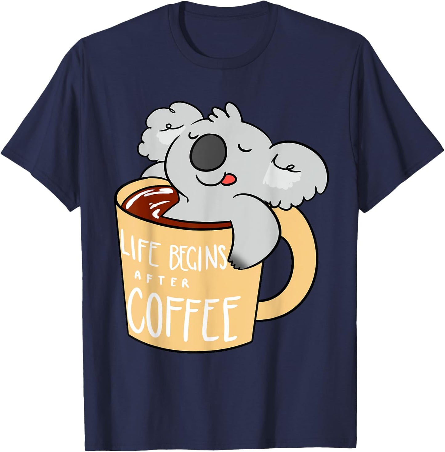 Koala Bear - Gift Koala and Coffee Lovers T-Shirt - T-Shirt | Navy