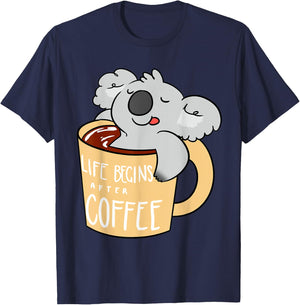 Koala Bear - Gift Koala and Coffee Lovers T-Shirt - T-Shirt | Navy