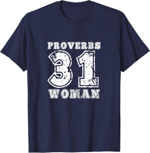 PROVERBS 31 Woman Retro T-Shirt - T-Shirt | Navy
