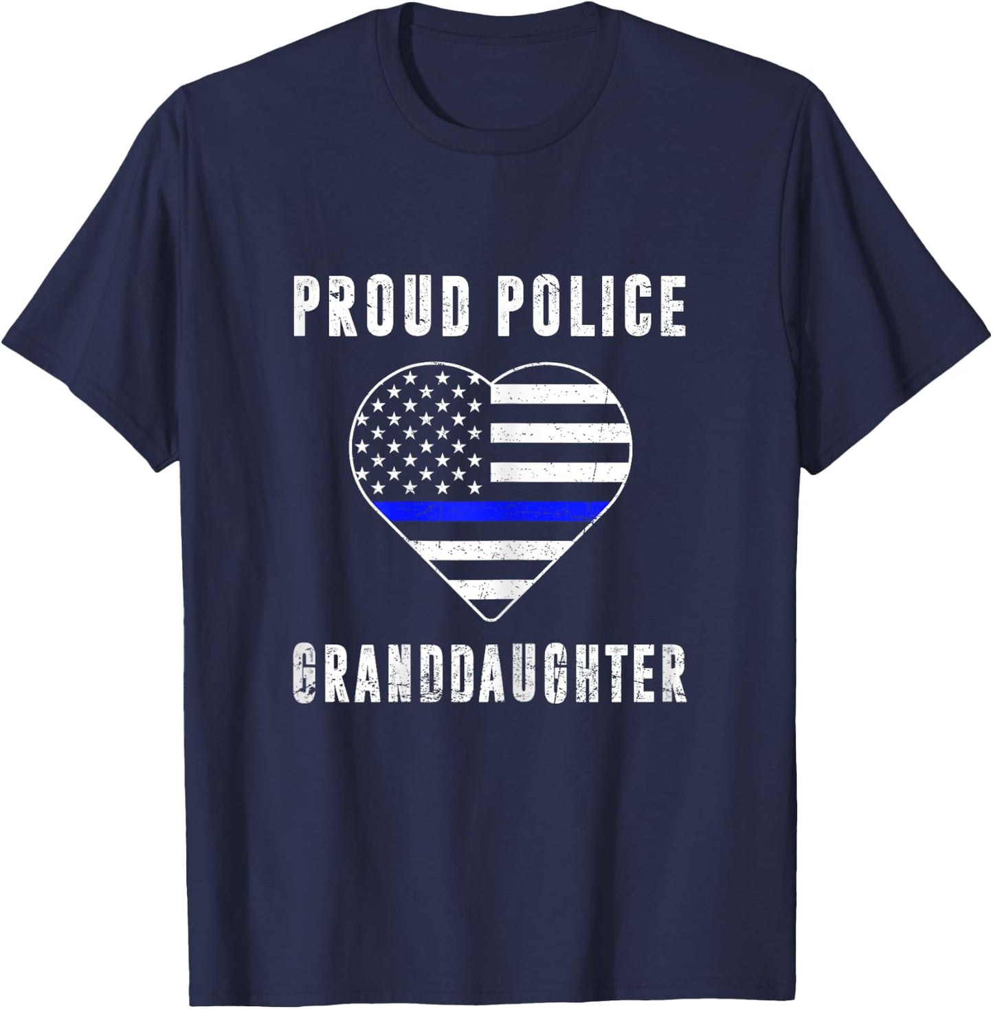 Proud Police Granddaughter Thin Blue Line Family Matching T-Shirt - T-Shirt | Navy