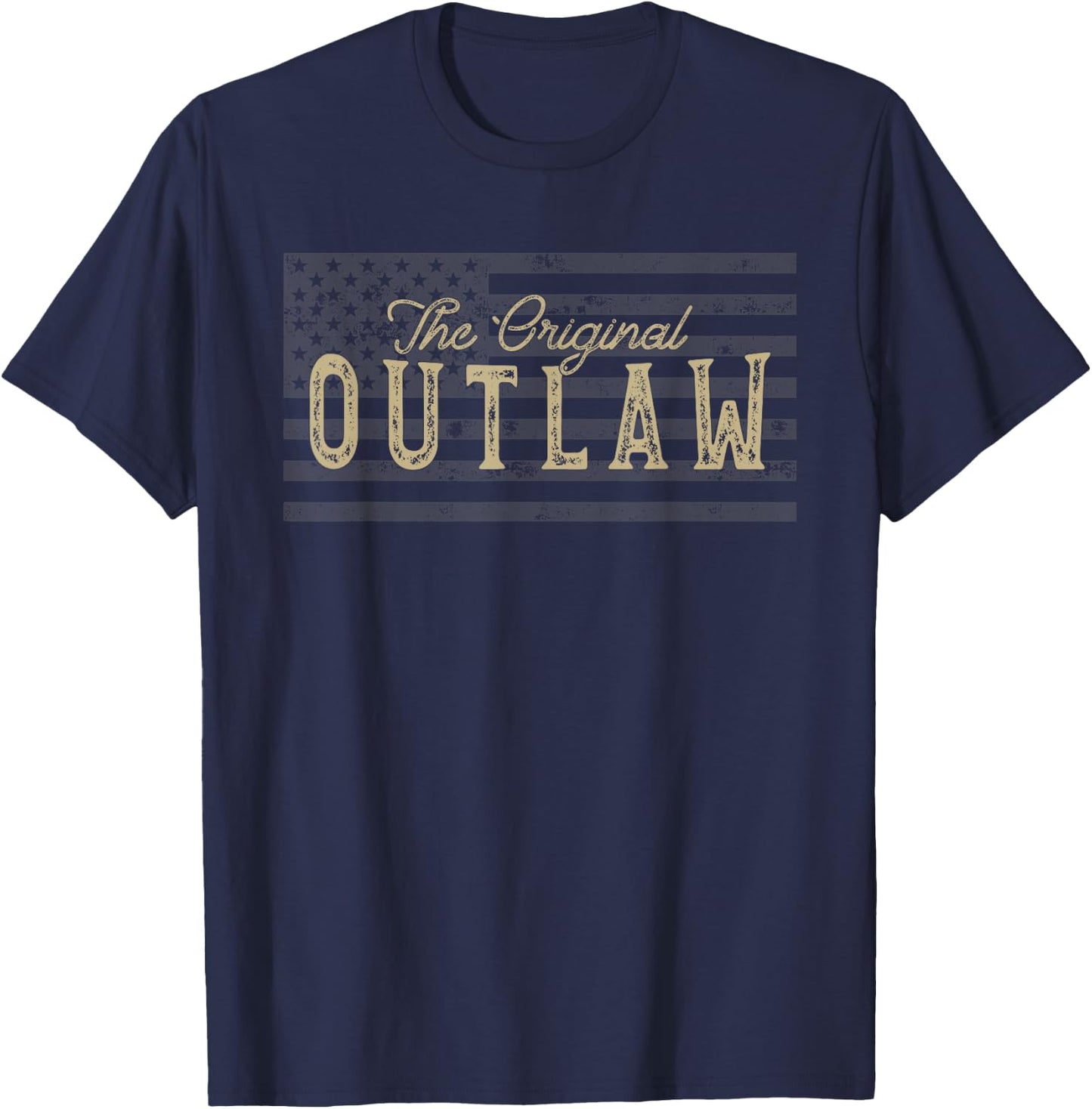 Vintage American Flag Outlaw T-Shirt - T-Shirt | Navy