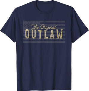 Vintage American Flag Outlaw T-Shirt - T-Shirt | Navy