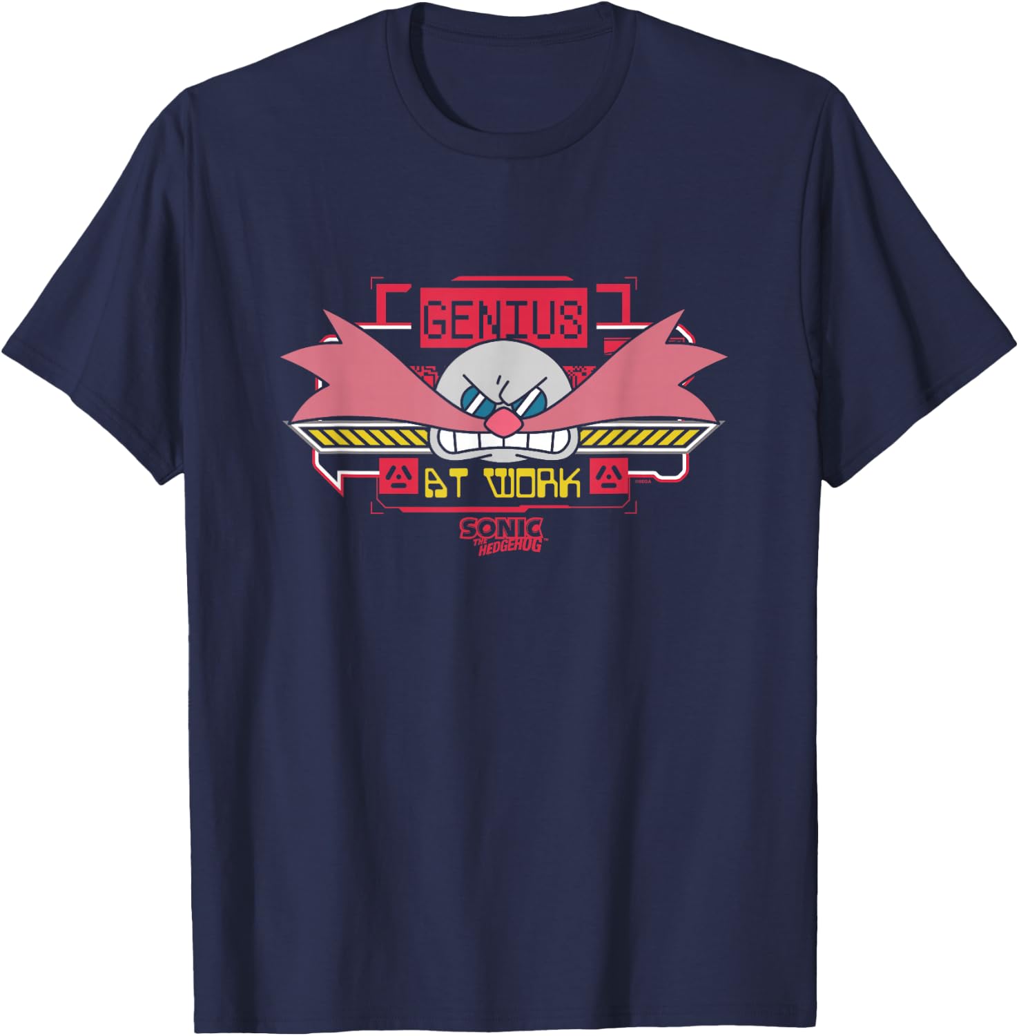 Sonic The Hedgehog Genius At Work Dr. Eggman Face Logo T-Shirt - T-Shirt | Navy